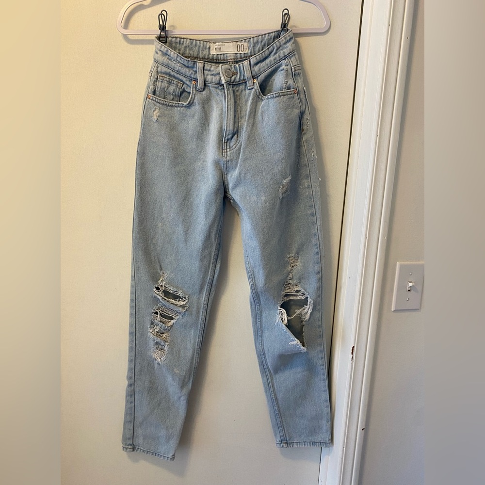 Mom jeans with rips